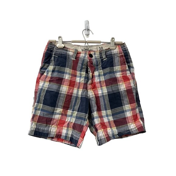 Abercrombie & Fitch Mens Multicolor Plaid Button Fly Shorts Size 30 - Picture 1 of 6